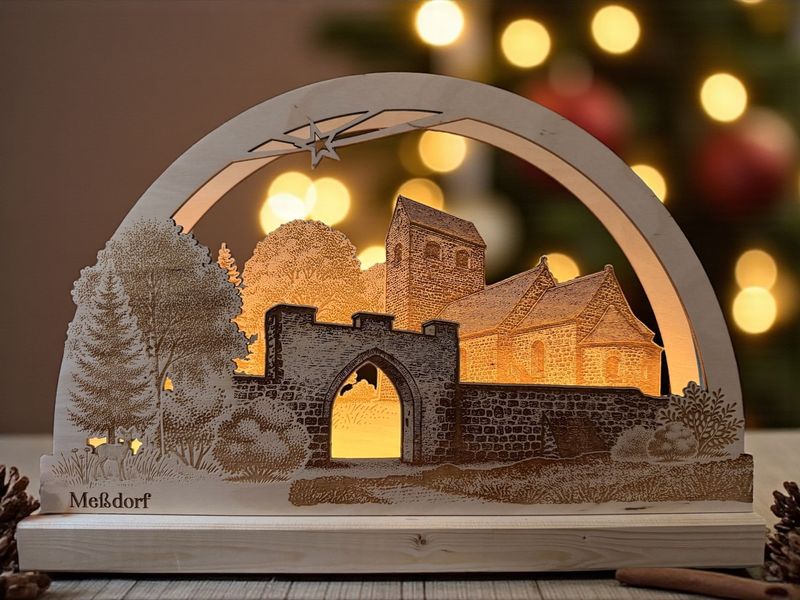 Schwibbogen „Meßdorf“ mit LED-Beleuchtung