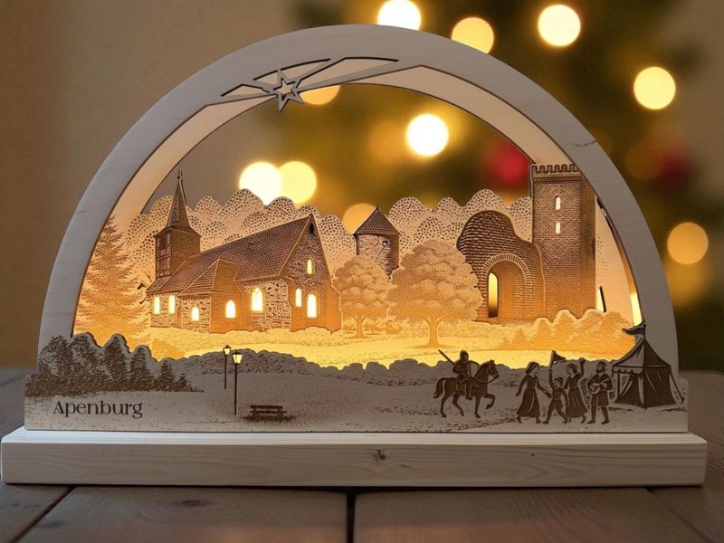 Schwibbogen „Apenburg“ mit LED-Beleuchtung