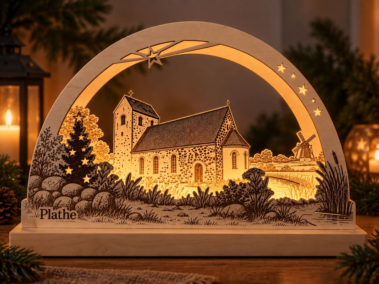 Schwibbogen „Plathe“ mit LED-Beleuchtung