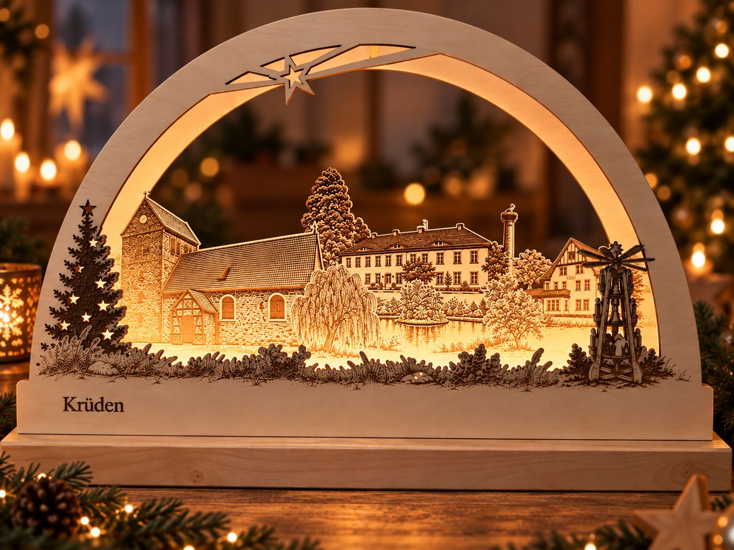 Schwibbogen „Krüden“ mit LED-Beleuchtung