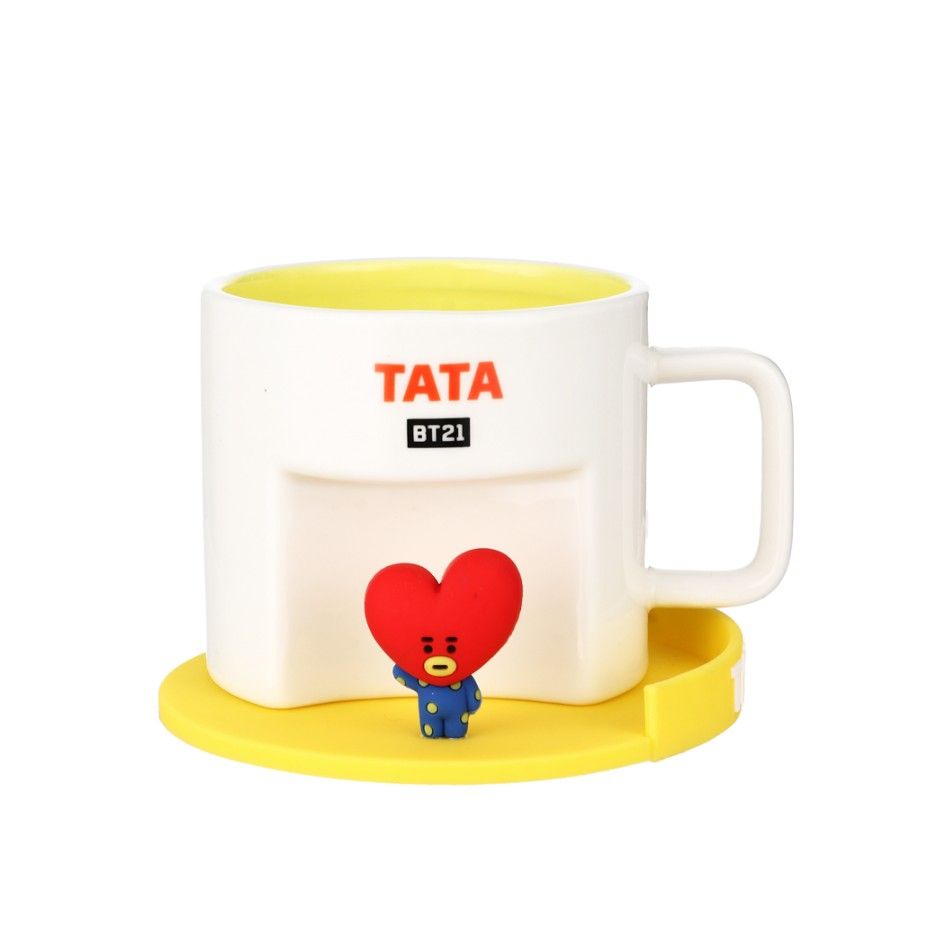 Miniso TATA Ceramic Mug | BT21 Collection (Miniso X Line Friends) | Official Collectible K-Pop Gift | 15.2 fl oz
