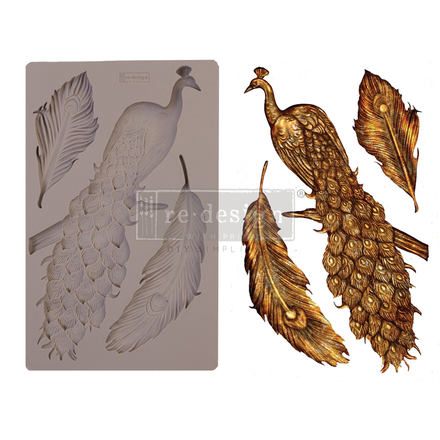 REDESIGN DECOR MOULDS® – REGAL PEACOCK – 5″ X 8″, 8MM THICKNESS