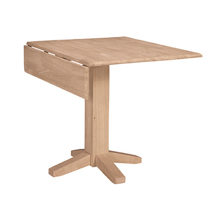 Square Dropleaf Pedestal Table Half bullnose edge