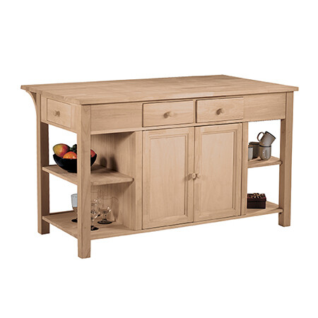 Super Kitchen Center w/ Breakfast Bar
Three adjustable shelves &amp; solid sides