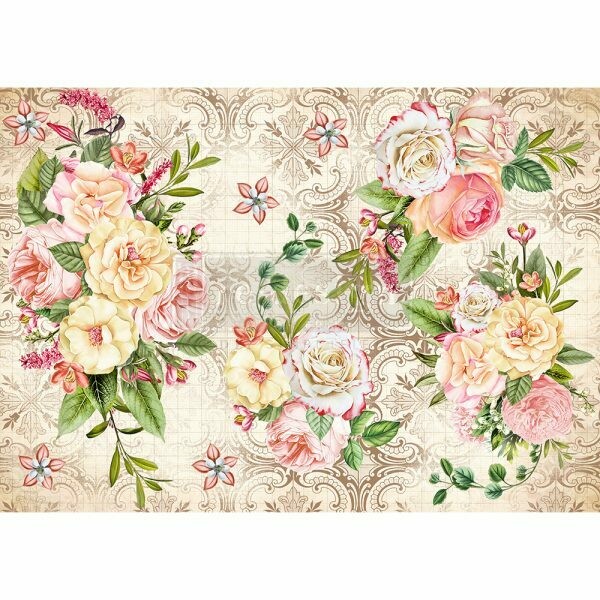 DÉCOR RICE PAPER – Amiable Roses - 11.5&quot; x 16.25&quot;