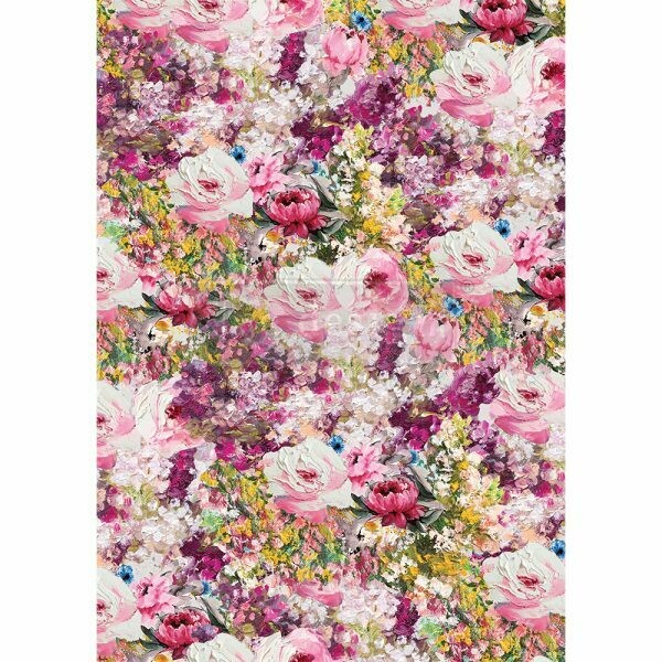 DÉCOR RICE PAPER – Fuchsia Meadow - 11.5&quot; x 16.25&quot;