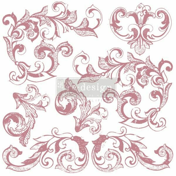 Decor Clear-Cling Stamp - Elegant Scrolls - 12x12