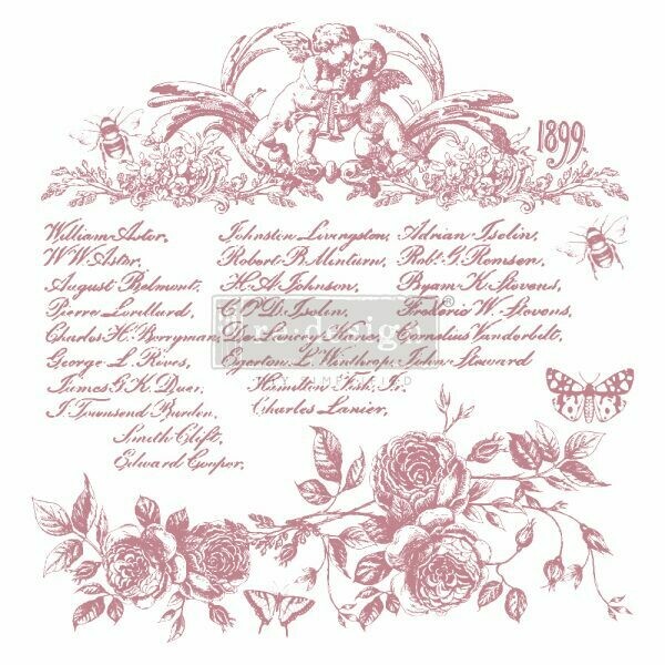 Decor Clear-Cling Stamp - Floral Script - 12x12
