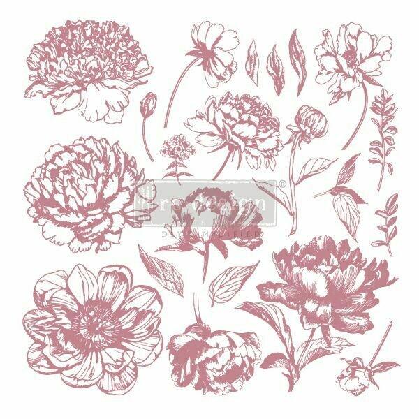 Decor Clear-Cling Stamp - Linear Floral - 12x12