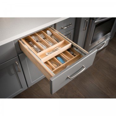 18&quot; Double Cutlery Drawer with Push-to-Open Inner Slide