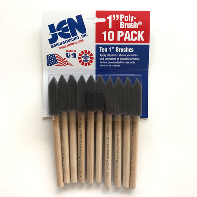 1&quot; Jen Poly Foam Brushes- 10 Pack