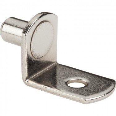 Bright Nickel 1/4&quot; Pin Angled Shelf Support with 3/4&quot; Arm and 1/8&quot; Hole