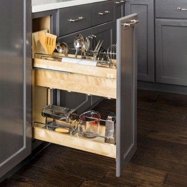 8 Inch &quot;No Wiggle&quot; Utensil Bin Base Cabinet Pullout Built on Premium Soft-close Slides