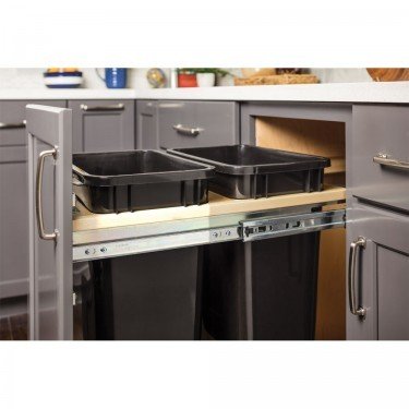 Top Mount Soft-close Double 35qt Trash Can Unit - for 15&quot; Opening
