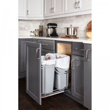 Polished Chrome Trashcan Pullout with Soft-close Slides