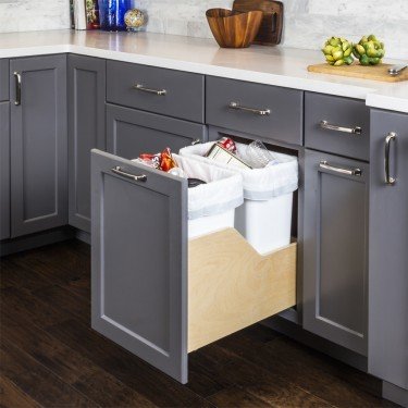 Preassembled 35 Quart Double Pullout Waste Container System