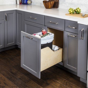 Preassembled 35 Quart Single Pullout Waste Container System