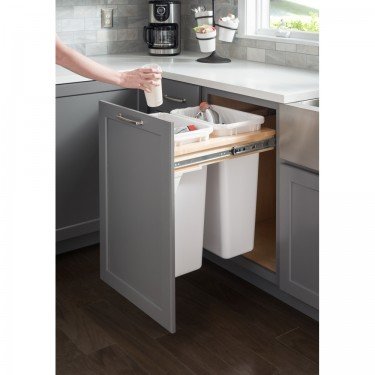 Top Mount Soft-Close Double Trash Can Unit - for 21&quot; Opening