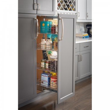 15&quot; Wide x 74&quot; High Chrome Wire Pantry Pullout with Heavy Duty Soft-close