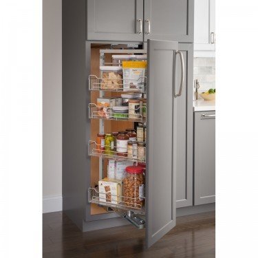 15&quot; Wide x 86&quot; High Chrome Wire Pantry Pullout with Swing-out Feature