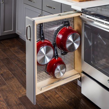 3&quot; Base Cabinet Filler with Stainless Steel Pegboard Organizer