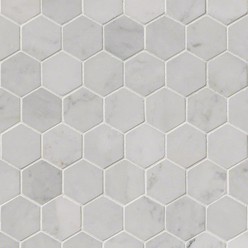 Carrara White 2&quot; Hexagon Polished Marble Tile