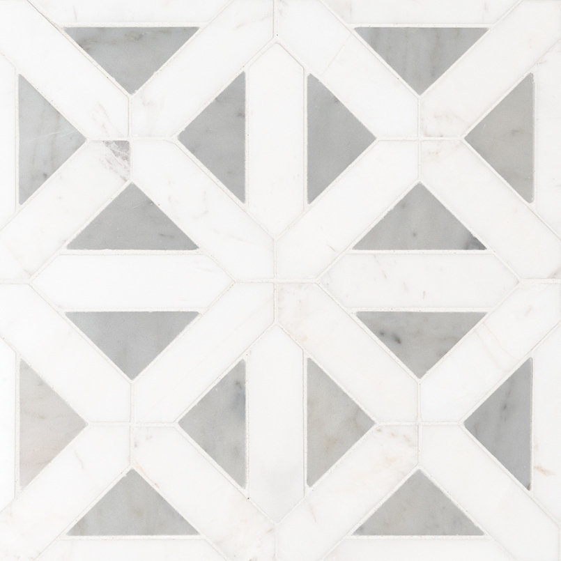 Bianco Dolomite Geometrica Marble Tile