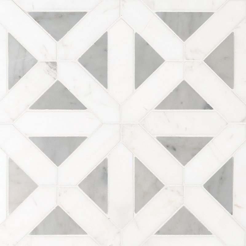 Bianco Dolomite Geometrica Marble Tile
