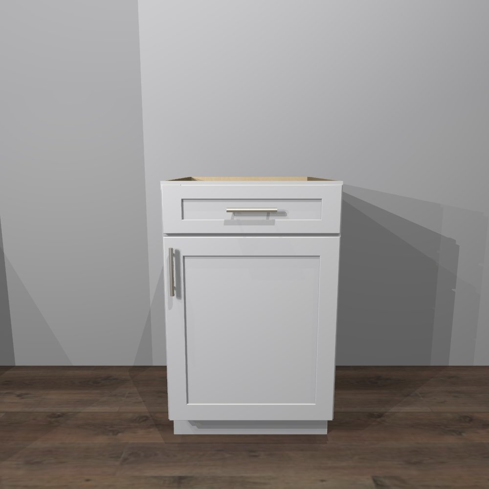 White Shaker Base Cabinet - 21&quot;W x 24&quot;D x 34 1/2&quot;H