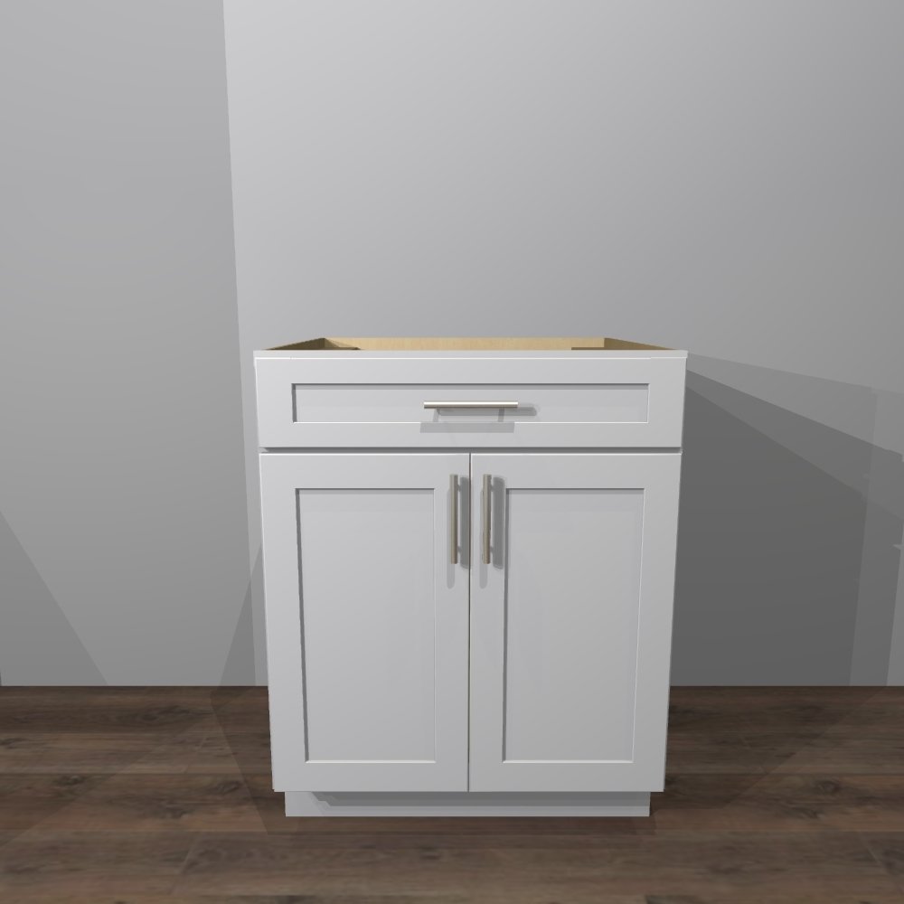 White Shaker Base Cabinet - 27&quot;W x 24&quot;D x 34 1/2&quot;H