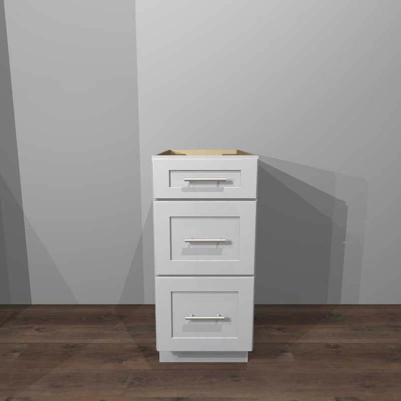 White Shaker Drawer Base Cabinet - 15&quot;W x 24&quot;D x 34 1/2&quot;H