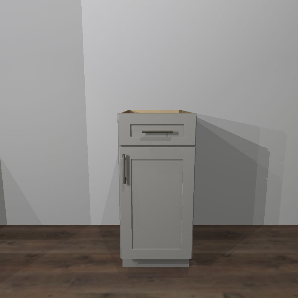 Fossil Grey Shaker Base Cabinet - 15&quot;W x 24&quot;D x 34 1/2&quot;H