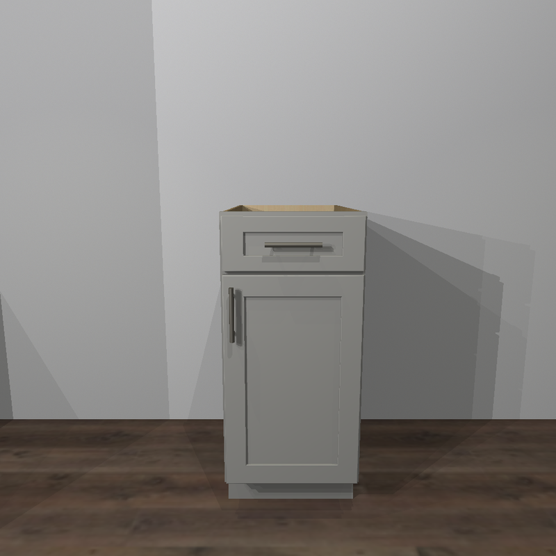 Fossil Grey Shaker Base Cabinet - 15&quot;W x 24&quot;D x 34 1/2&quot;H