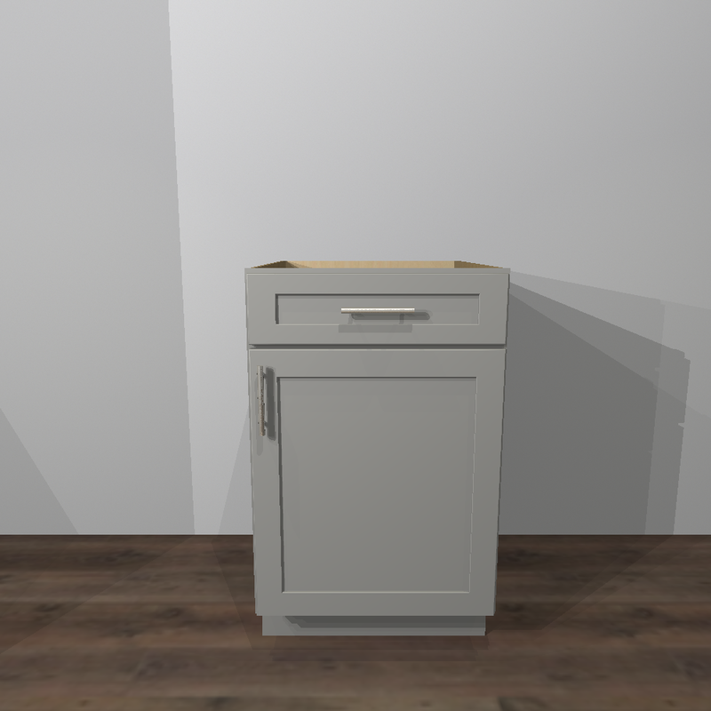 Fossil Grey Shaker Base Cabinet - 21&quot;W x 24&quot;D x 34 1/2&quot;H