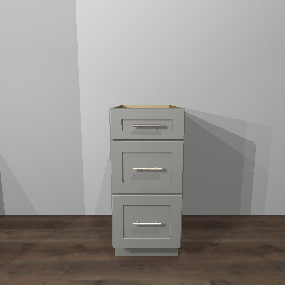 Fossil Grey Shaker Drawer Base Cabinet - 15&quot;W x 24&quot;D x 34 1/2&quot;H