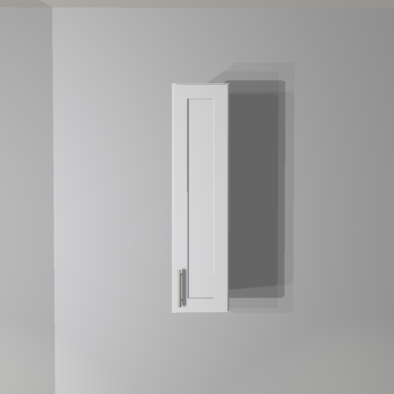 White Shaker Wall Cabinet - 9&quot;W x 36&quot;H