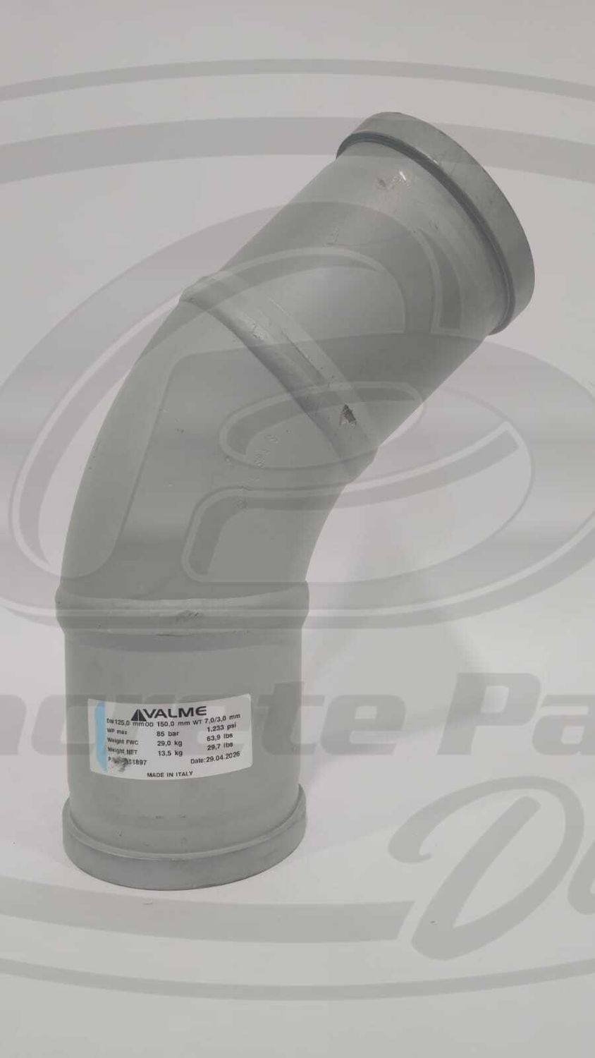 Elbow, 45°, Twin Wall, Dual Tangent, LLX, Valme