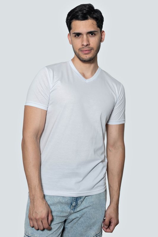 Básica cuello V color blanco