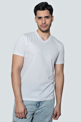 Básica cuello V color blanco