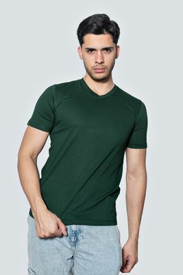 Básica cuello V color verde bosque