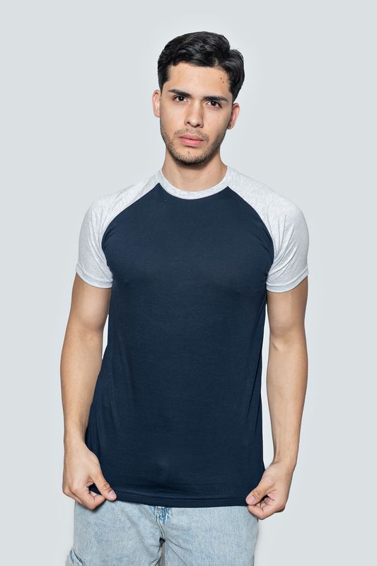 Raglán color azul con gris