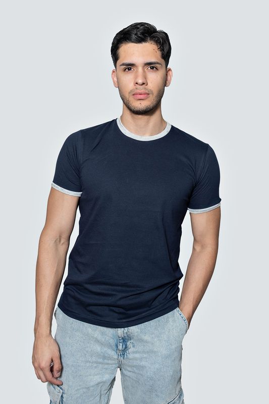 Raglán Corta color azul con gris