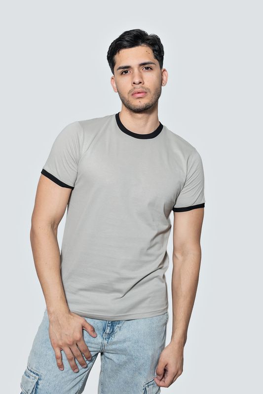 Raglán Corta color gris con negro