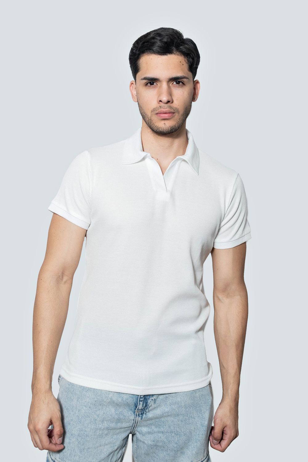 Polo Waffer color blanco