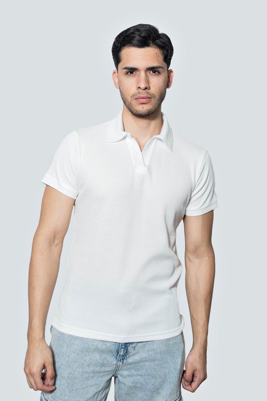 Polo Waffer color blanco