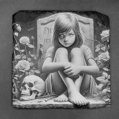 Leistenen onderzetter - Gravure van bezeten meisje