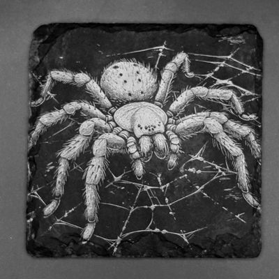 Leistenen onderzetter - Gravure Arachnaphobia