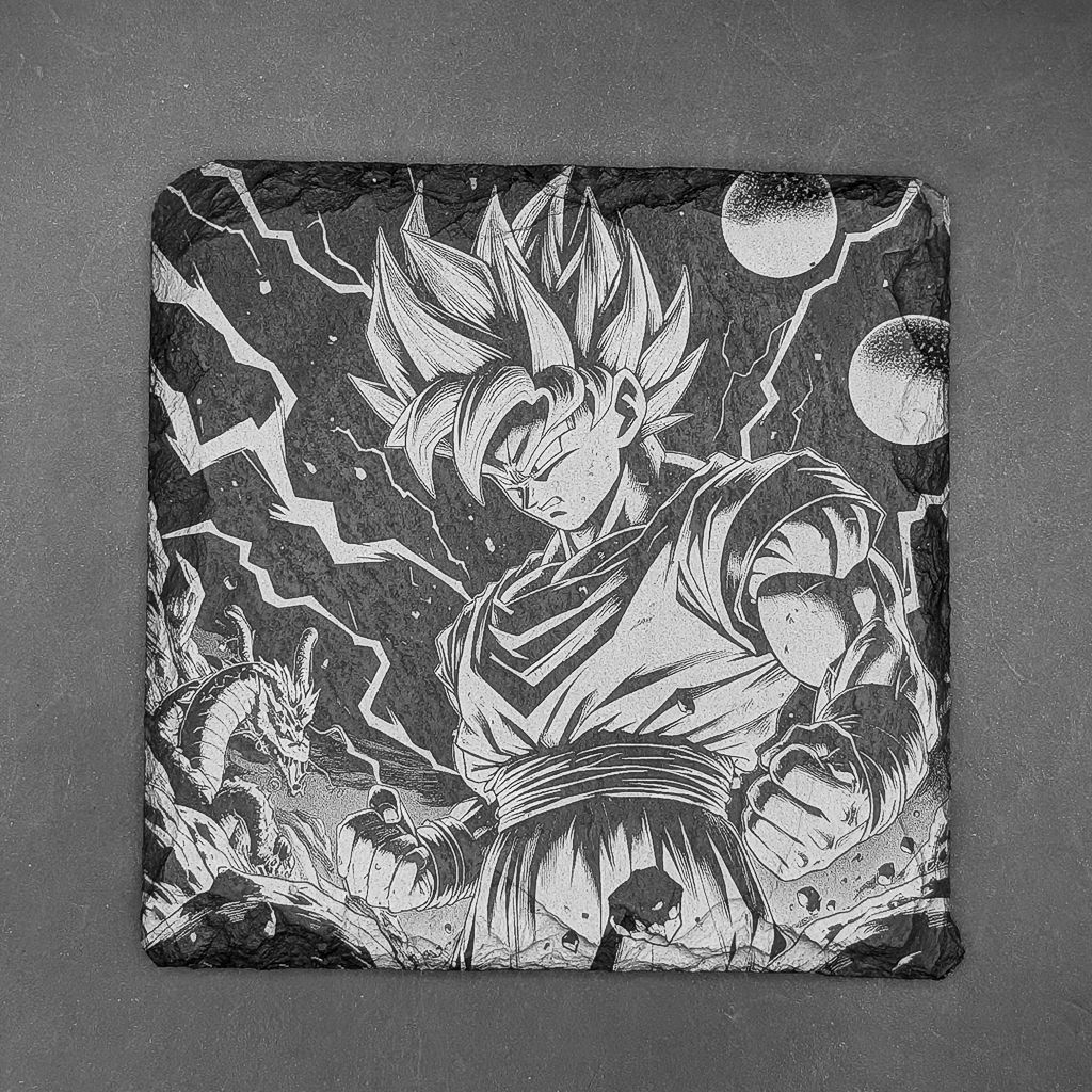 Leistenen onderzetter - Gravure gebaseerd op dragon ball Z