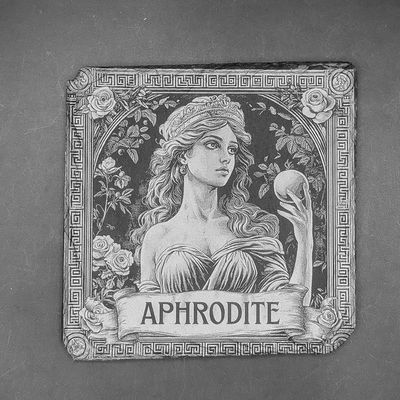 Leistenen onderzetter - Gravure van Griekse goden