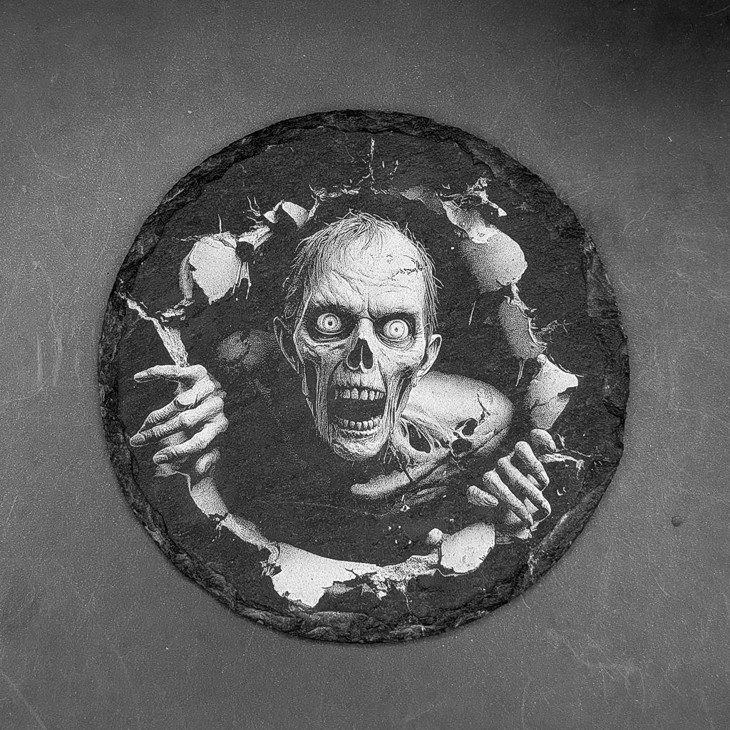 Leistenen onderzetter - Gravure Zombie Well